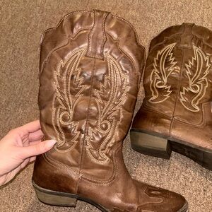 Brown Leather Western Cowboy Boots - Brand Unspecified